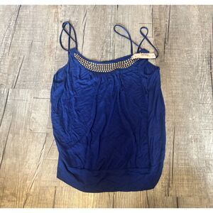 NWT Decree Women’s Large Blue Studded Spaghetti Strap Tank Top Blouse